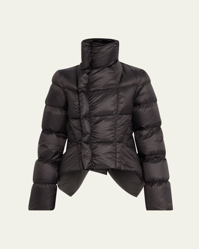 Wrap Funnel-Neck Puffer Jacket
